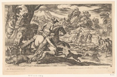 Villsvinjakt Jaktscener (del 5) (serietittel) av Antonio Tempesta