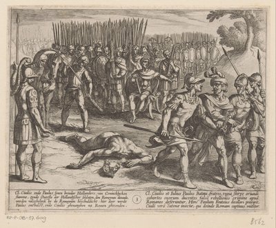 Julius Civilis blir arrestert og broren Paulus halshugget The Batavian Wars against the Romans (serietittel) Batavorum cum Romanis Bellum (serietittel) av Antonio Tempesta