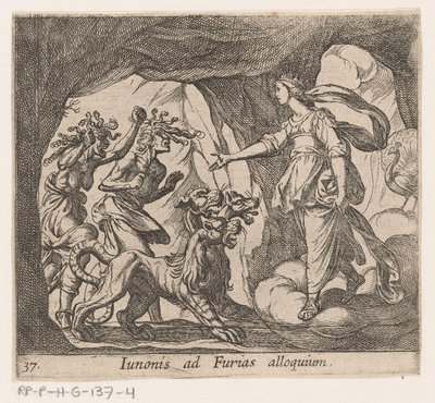 Juno en de Furien ved de port van de Hades Junos adresse til furiene (tittel på objekt) Metamorfoseon eller transformasjoner (serietittel) Metamorfosen van Ovidius (serietittel) av Antonio Tempesta