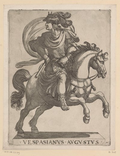 Keiser Vespasian til hest De første tolv romerske keisere til hest (serietittel) XII caesares in equestri (serietittel) av Antonio Tempesta