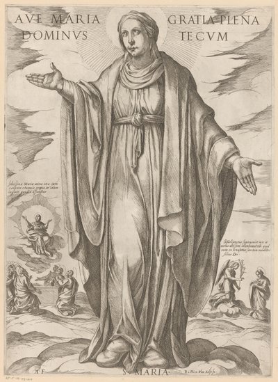 Maria Hei Maria, full av nåde, Herre med deg (tittel på objekt) Kristus, Maria og apostelen (serietittel) av Antonio Tempesta