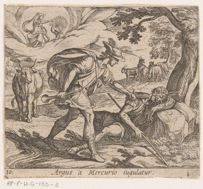 Mercurius doodt Argus Argus a Mercurio iugulatur (title on object) Metamorphoseon sive transformationum (series title) Metamorfosen van Ovidius (series title)   1364115   no       norwegian Successfully Translated  Original: Arundel 263, f.87r Studies of r av Antonio Tempesta