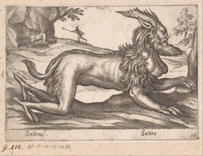 monstrøse skapninger Satirus/ Satiro (tittel på objekt) Dyr og mytiske skapninger (serietittel) Nova raccolta de li animali piu curiosi del mondo (serietittel) av Antonio Tempesta