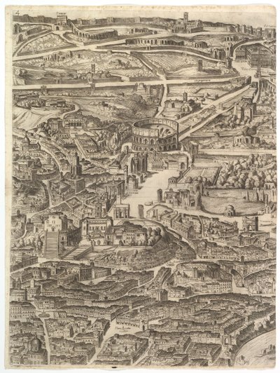 Plan for byen Roma. Del 4 med Santa Maria i Aracoeli, Forum Romanum, ..., 1645. av Antonio Tempesta