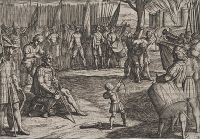 Plate 20: Civilis har klippet håret, fra The War of the Romans Against the Batavians R..., 1611. av Antonio Tempesta