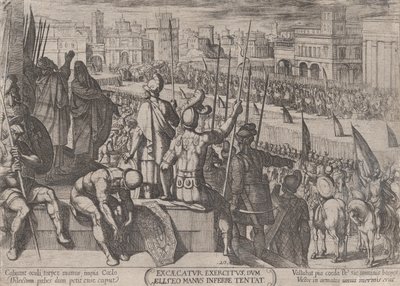 Plate 20: Elisha bringer den blindede syriske hæren til Israels konge, fra..., ca. 1590-ca. 1610. av Antonio Tempesta