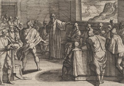 Plate 23: Konferanse om hvilke skritt å ta mot romernes nye tropper som nærmer seg ..., 1611. av Antonio Tempesta