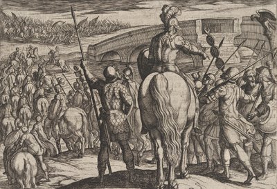 Plate 24: Forhåndsvakten til de nye romerske troppene vendte tilbake, fra The War of the Roman..., 1611. av Antonio Tempesta