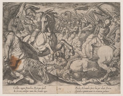 Plate 4: Alexander Battling the Persians, fra The Deeds of Alexander the Great, 1608. av Antonio Tempesta