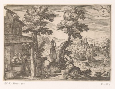 September: Lage vin (Libra) september (tittel på objekt) De tolv månedene (del 2) (serietittel) av Antonio Tempesta