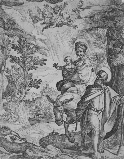 Flykten til Egypt. av Antonio Tempesta