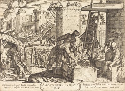 Israelittene gjenoppbygger Jerusalems murer av Antonio Tempesta
