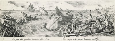 Hvaljakt, av Antonio Tempesta (1555-1630), gravering, Italia av Antonio Tempesta