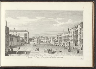 Utsikt over Campo San Polo te Venetië St. Pauls plass dekorert med private hus (tittel på objekt) Gezichten op bugemenen en pleinen in Venetië (serietittel) Mer kjent utsikt over byen Venezia, fra Antonius Canal 38 paneler trykt på luft av Antonio av Antonio Visentini