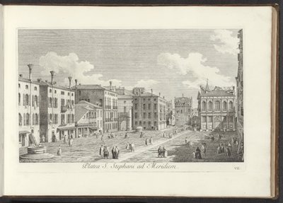 Gezicht op Campo Santo Stefano te Venetië Square S. Stefani ad Meridiem (tittel på objekt) Gezichten op geugemen en pleinen in Venetië (serietittel) Den mest kjente utsikten over byen Venezia, fra Antoniuskanalen 388 paneler trykt på luft av Antonio Viss av Antonio Visentini