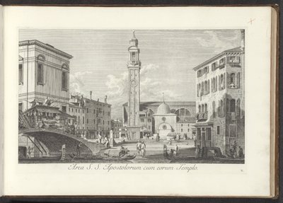 Utsikt over Campo dei Santi Apostoli te Venetië Område for St. S. Apostles med deres tempel (tittel på objekt) Gezichten op bugemenen en pleinen in Venetië (serietittel) Den mer kjente utsikten over byen Venezia, fra Antoniuskanalens 38 paneler, trykt i me av Antonio Visentini