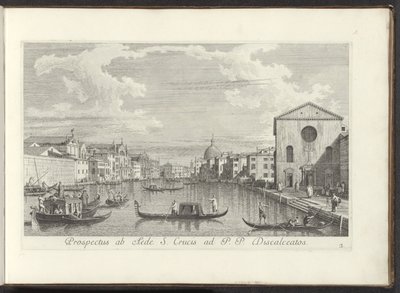 Se på Canal Grande, Santa Maria di Nazareth og San Simeone Piccolo te Venetië Prospekt fra House of the Holy Cross til P. P. Discalceatos (tittel på objekt) Den mest kjente utsikten over byen Venezia, fra Antoniuskanalens 38 paneler, trykt i messing av A av Antonio Visentini
