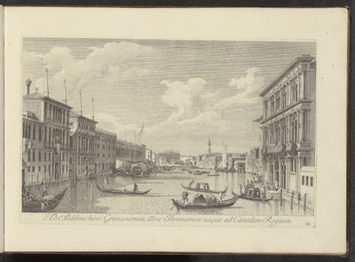 Utsikt over Canal Grande en Palazzo Vendramin-Calergi te Venetië Fra husene til Grimanos på den ene siden, tronene på den andre, opp til Royal Canal (tittel på objektet) Den mest kjente utsikten over byen Venezia, fra Antonius Canal 38 paneler trykt på luf av Antonio Visentini