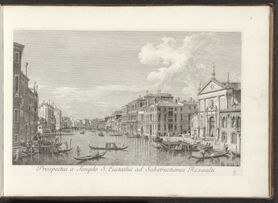 Se på Canal Grande og kirken i San Stae te Venetië Utsikt fra St. Eustathius-tempelet til understrukturene til Rivoalti (tittel på objekt) Den mest kjente utsikten over byen Venezia, fra de 38. panelene til Antonius-kanalen, trykt i messing av Antonio Vise av Antonio Visentini