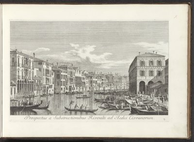 Utsikt over Canal Grande te Venetië Utsikt fra Rivoalti Substructures til Aedes Civranorum (tittel på objekt) Den mest kjente utsikten over byen Venezia, fra Antoniuskanalens 38 paneler, trykt på messing av Antonio Visentini, delt inn i tre deler. s av Antonio Visentini