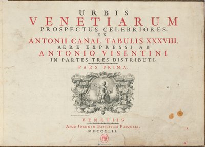 Den mest kjente utsikten over byen Venezia, fra Antonius-kanalens tabeller 38 Air Expressi distribuert av Antonio Visentini i tre deler. Del én [-Del tre] av Antonio Visentini