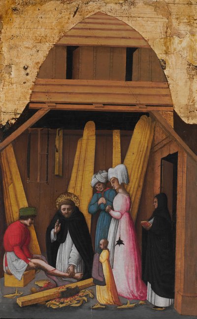 Saint Peter Martyr helbreder benet til en ung mann, ca. 1450. av Antonio Vivarini