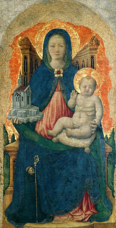 Jomfruen og barnet tronet fra Praglia Polyptych, ca. 1448. av Antonio Vivarini