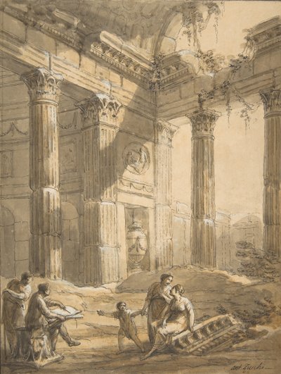 Artist Among Ruins, 1700-tallet. av Antonio Zucchi