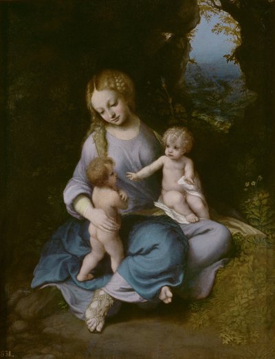 Jomfru og barn med døperen Johannes som gutt av Antonio da Correggio