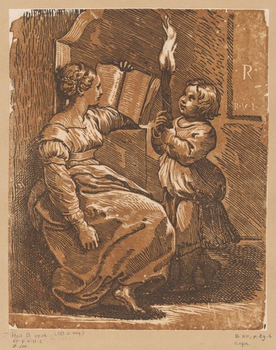 Leser Sibyll med barn av Antonio da Trento (attributed to)