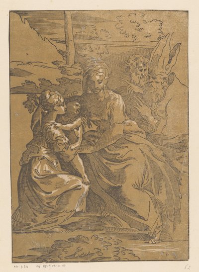 Kvinnelig helgen mottar Kristusbarnet av Antonio da Trento (possibly)
