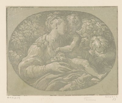 Maria med barnet og døperen Johannes Mary med rosen av Antonio da Trento