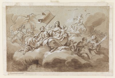 Jomfruen og barnet omgitt av hellige av Antonio di Dominici