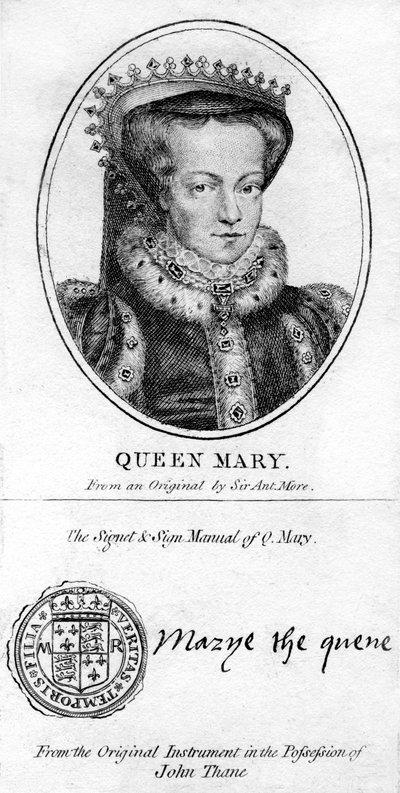 Dronning Mary I av England. av Antonis Mor