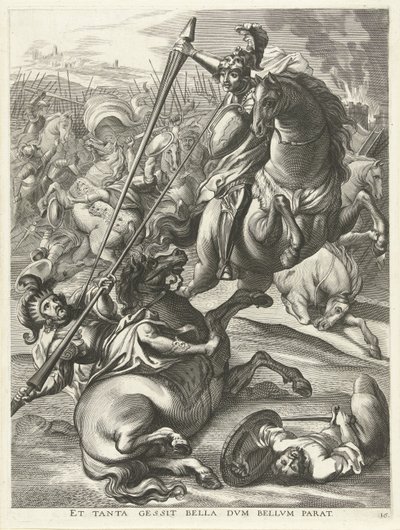 Akilles beseirer Telephos; Ferdinands inntreden i Gent i 1635 Et tanta gessit bella dvm bellvm parat (tittel på objekt) av Antony van der Does