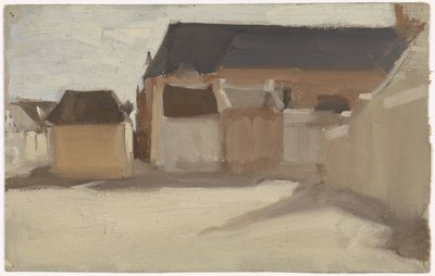 Studie av et landsbytorg med bygninger av Antoon Derkinderen
