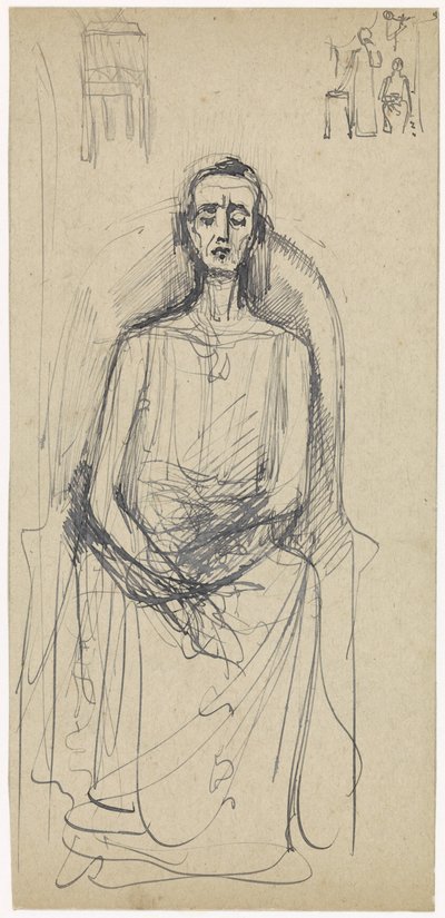 Sittende figur med nedslåtte øyne av Antoon Derkinderen
