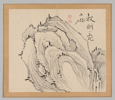 Dobbeltalbum med landskapsstudier etter Ikeno Taiga, bind 1 blad 11, 1700-tallet. av Aoki Shukuya