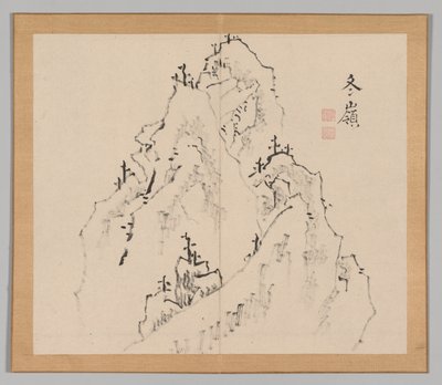 Dobbeltalbum med landskapsstudier etter Ikeno Taiga, bind 1 blad 25, 1700-tallet. av Aoki Shukuya