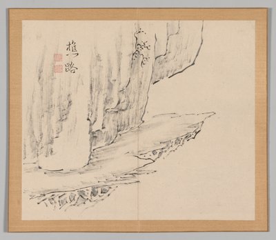 Dobbeltalbum med landskapsstudier etter Ikeno Taiga, bind 1 blad 31, 1700-tallet. av Aoki Shukuya