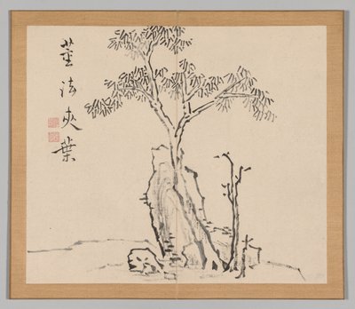 Dobbeltalbum med landskapsstudier etter Ikeno Taiga, bind 1 blad 4, 1700-tallet. av Aoki Shukuya