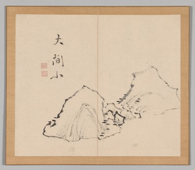 Dobbeltalbum med landskapsstudier etter Ikeno Taiga, bind 1 blad 6, 1700-tallet. av Aoki Shukuya