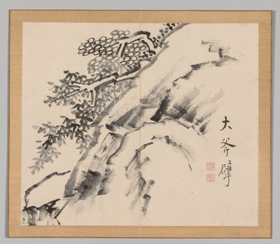 Dobbeltalbum med landskapsstudier etter Ikeno Taiga, bind 1 blad 9, 1700-tallet. av Aoki Shukuya