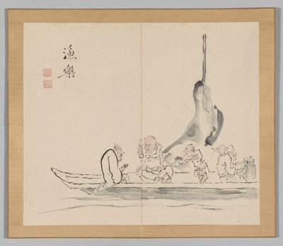 Dobbeltalbum med landskapsstudier etter Ikeno Taiga, bind 2 blad 28, 1700-tallet. av Aoki Shukuya