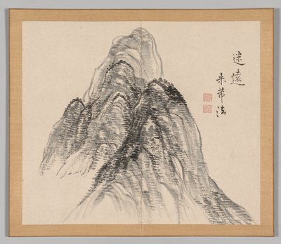 Dobbeltalbum med landskapsstudier etter Ikeno Taiga, bind 2 blad 3, 1700-tallet. av Aoki Shukuya