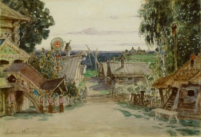 Berendeyevka. Scenedesign for operaen Snow Maiden av N. Rimsky-Korsakov, 1895 av Apollinari Mikhailovich Vasnetsov