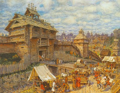 Trebyen Moskva på 1300-tallet av Apollinari Mikhailovich Vasnetsov