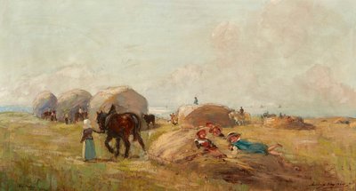 Høyproduksjon (olje på lerret) av Archibald Kay