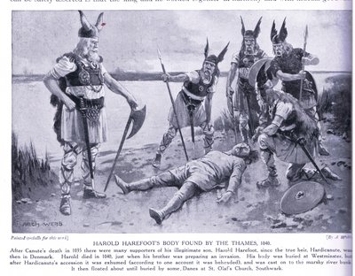 Harold Harefoots kropp funnet ved Themsen AD1040, 1920-tallet av Archibald Webb