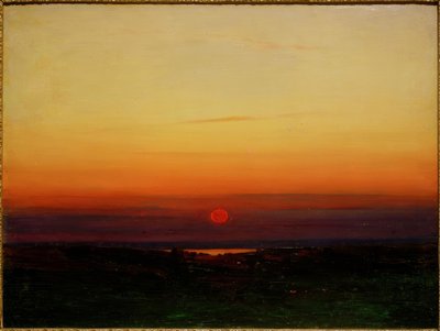 Solnedgang over steppen ved en innsjøbredd av Archip Iwanowitsch Kuindschi